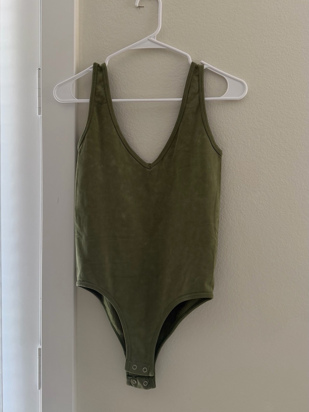 Free People Olive V-Neck Tank Bodysuit